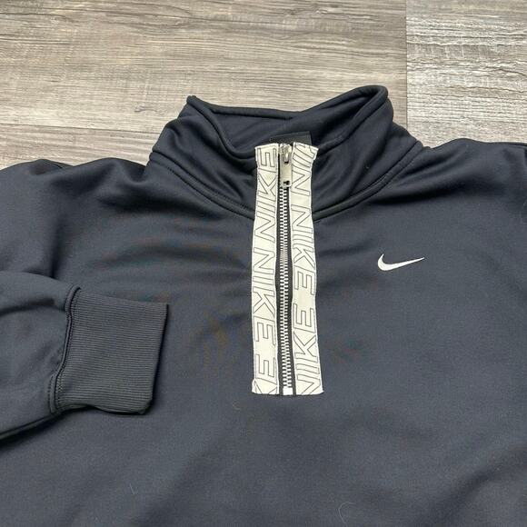 Nike Dri Fit Black Womens Small 1/2‎ Zip Stretch Training Crew Pullover Jacket - Picture 1 of 9